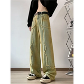 Threebooy Y2K Streetwear Washed Blue Old Baggy Stacked Jeans Pants For Men Clothing Straight Hip Hop Loose Denim Trousers